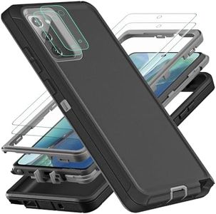 YKHJKLEC for Samsung Galaxy Note 20 Case, with 2Pcs [Self Healing Flexible TPU Screen Protector & Camera Lens Protector] Military Grade 3 in 1 Heavy Duty Case for Galaxy Note 20 5G (Black/Grey)