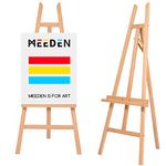 MEEDEN Wooden Easel Stand for Display, Adjustable Art Easel for Painting, Holds Canvas up to 60", Solid Beech Wood Floor Easel for Adults, Heavy Duty Artist Easel for Painting Canvas, Drawing, Signs