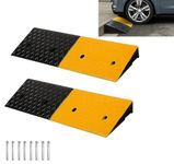 foriy 2PCS Rubber Curb Ramp 2" Rise Portable Driveway Ramp Heavy Duty Car Ramps with Expansion Screws 22000lbs Loading Threshold Ramp for Sidewalks Cars Bikes Trucks Motorcycle, 39in X 10in X 2in