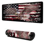 TUBAMQ Mouse Pad Large,American Flag Eagle Desk Pad with Stitched Edges for Home Office Work Non-Slip Rubber Base Gaming Mouse Pad, Desk Mat, 31.5 x 15.7 in