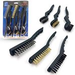 6 Pieces Small Wire Brush Set – Pair of Steel Brush, Brass Brush, and Nylon Brush in Small and Mini Wire Brush Sizes, Multipurpose Wire Brushes for Cleaning Rust and Heavy Dirt