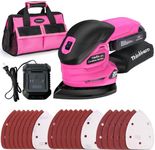 Cordless Detail Sander - 20V Electric Hand Sander with 22Pcs Sandpapers, 12000 RPM Mouse Sander with Dust Bag, Compact Palm Sander Tool for Tight Spaces Woodworking, 2.0Ah Battery and Charger Included