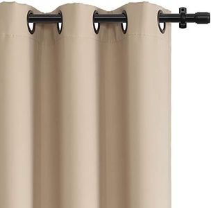 Rose Home Fashion RHF Blackout Thermal Insulated Curtain - Antique Bronze Grommet Top for Bedroom 52W by 84L Inches- Biscotti Beige