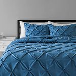 Amazon Basics Lightweight All-Season Down-Alternative 3 Piece Comforter Bedding Set - Duvet Set of Coverless Duvet 274x239 cm & 2 Pillowcases 51x91 cm, Dark Teal, Pinch Pleat With Piped Edges