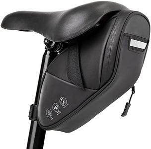AUTOWT Reflective Bike Saddle Bag, Waterproof Under Seat Bicycle Pack Tool Accessories Storage Pouch Cycling Wedge Bag with Inner Pocket Taillight Hook Loop for Mountain Road Bike Night Riding(1.2L)