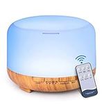 LONID 500ml Aroma Diffuser,Humidifier & Essential Oil Diffuser for Yoga, Spa, Aromatherapy, Bedroom, Baby, BPA-Free, Auto-Off,7-Color Sleep Light,4-Timing Remote Set (Yellow Wood)