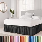 Wrap Around Dust Ruffle Bed Skirt - Black - for Twin Size Beds with 12 in. Drop - Easy Fit Elastic Strap - Pleated Bedskirt with Brushed Fabric - Wrinkle Free, Machine Wash - by CGK Linens