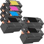 6 Inkfirst® High Yield Toner Cartridges C1660w BK, C, M, Y Compatible Remanufactured for DELL C1660w Black, Cyan, Magenta, Yellow (1 Set + 2 Black)