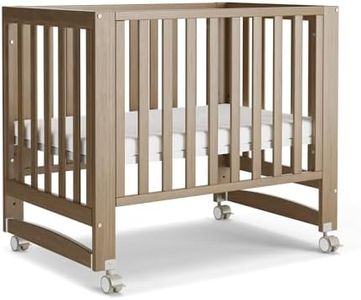 MAMAZING EvoNest Baby Crib, 6 in 1 Convertible Mini Crib with Wheels, 100% New Zealand Pinewood Growing Bed, 4 Adjustable Mattress Height,GREENGUARD Gold Certified,Teakwood