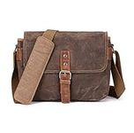 ONEGenug SLR Camera Bag, Waterproof Wax Canvas Bag Vintage Camera Case Messenger Bag with Interlayer Pad (Khaki)