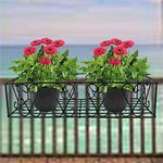 D&V ENGINEERING - Creative in innovation Metal Railings Pot Stand/Flower Plant Display Stand for Multiple Plants Balcony (Adjustable Hanger - Black)