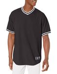 Augusta Sportswear Men's Augusta Retro V-Neck Baseball Jersey Shirt, Black | White, XXXL