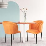 ROSE® Fire Cafe Chair | Side Chair | Kitchen | Breakfast | Living Room Chair | Modern Velvet Dining Chair for Cafe Chair | Restaurants Chairs (Apricot Orange (Set of 2))