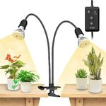 SANSI 300W LED Grow Lights, 2-Head Full Spectrum LED Plant Lamp with Clip, 4000K Sunlike, Timer 4/8/12 Hrs for Indoor Seedlings Germination (Lifetime Free Bulb Replacements) - NEW Black