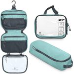 Toiletry Bag Kit Set: Hanging Travel Toiletry Bag + 311 TSA Cosmetic Liquid Bag + Ultralight Accessory Organizer Pouch, Dusty Teal, 3 Piece Toiletry Set