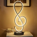 LEIP Modern Table Lamp, LED Bedside Lamp with USB Port, Touch Stepless Dimmable Nightstand Lamp, Unique Musical Note Lamp for Bedroom Living Room Home Office, Spiral Lamp, 14W,Black