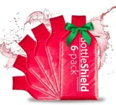 6 Pack Reusable Wine Protector Travel Bag by Bottle Shield - Unbreakable Bottle Sleeve, Leak Proof & Double Layer Bubble Cushioning Wrap Suit | Wine Bags Gift Accessory for Suitcase Luggage