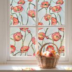 3D Stained Glass Window Film, Decorative Window Privacy Film for Bathroom,Front Door,Home, Sun Blocking Heat Control,Static Cling, Corn Poppy 17.3inch x 47.2inch