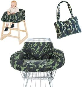 Shopping Cart Cover for Baby - High Chair Cover for Restaurant 7 in 1 Fold & Carry Cotton Padded, Grocery Cart Cover for Toddler - Infant Cart Hammock w/Phone Pocket Machine Washable (Camouflage)