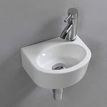 Cloakroom Basin Sink Oval Wall Hung Ceramic Washbasin for Small Cloakroom Bathroom (Right Hand)