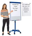 Wonderwall Mobile Magnetic Flipchart Easel with Integral Dry-wipe Whiteboard and 2 Extendable Arms - ideal for education & training