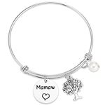 Ahaeth Mamaw Gifts Keychain Best Mamaw Ever Bracelet Mamaw Gift Bracelets Jewelry Mamaw Keychain, Stainless Steel, sandstone