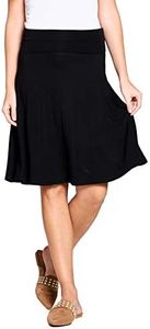 Popana Womens Casual Knee Length A-Line Stretch Midi Skirt Plus Size Made in USA, Black, Large