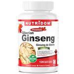 Nutridom Siberian Eleuthero Ginseng 500mg, Non-GMO, Vegan, Gluten-free, Soy-free, Dairy-free, No Additives & No Fillers (120 Veggie capsules)