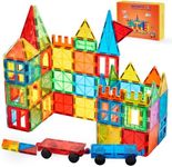 Gemmicc Magnetic Tiles, Deluxe 136 PCS Building Blocks Magnet Toys for Kids,3D Magnet Puzzles Stacking Blocks for Boys Girls,Huge Set with 2 Cars