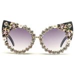 Oversized Diamond Sunglasses Women Rhinestone Cat Eye Sunglasses Vintage Female Sparkling Party sunglasses Eyewear, Black, X