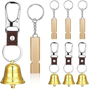 4 1.5 Inch Bear Bell with Whistle Set for Hikers Solid Brass Emergency 3 in 1 Bear Bells for Hiking Outdoor Camping Bear Protection Products for Survival Biking Fishing Climbing Self Defense Gear