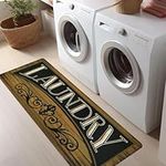 Cekene Laundry Room Runner Rug 24"x59" Non Slip Farmhouse Laundry Rug Runner Washable Laundry Mats with Rubber Backing Brown Area Carpet Runner for Washroom Entrance Bathroom