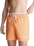 Calvin Klein Men Swim Trunks Medium Double Mid-Length, Orange (Buff Orange), M