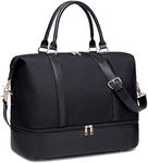 Travel Weekender Bag Womens Men Water Resistant Overnight Carry on Shoulder Duffel Beach Tote Bag (Black)