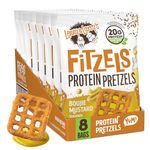 Lenny & Larry's Boujie Mustard FITZELS- Savory Pretzel Snacks Incredibly Tasty, High Protein, Salty, Vegan, Kosher 18 g's of Plant Based Protein 8 (eight) Bags, 3 oz Each