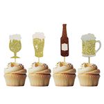 Festiko® 24 PCS Goblet Beer Glass Champagne Cheers Cupcake Toppers for Festival New Year Party Celebration Party Birthday Party Wedding Party Supplies Decorations