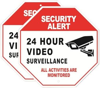 HEIOKEY 2 Pack 24 Hour Video Surveillance Sign- Security Alert - All Activities Are Monitored Sign - 10" x 10" Security Warning Signs, CCTV Security Camera for Home Business, Indoor & Outdoor Use(Red)