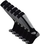 Pure Athlete Value Ski and Snowboarding Socks - Cold Weather Socks for Skiing (L/XL, 6 Pairs - Black)