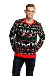 U Look Ugly Today Men's Ugly Christmas Sweater, Funny Chunky Knit Xmas Pullover with Santa Reindeer Snowflake, Fab Festive Fair Isle, XL, Black