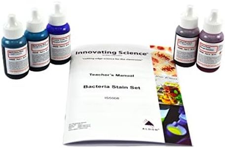Innovating Science Bacteria Stain Set - 5 Microscope Slide Stains in 30mL Dropper Bottles: Methylene Blue (2), Carbol Fuchsin, Carbol Rose Bengal, Crystal Violate
