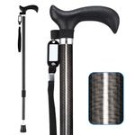 Intercare Canes for Woman, Canes for Men Ultralight 0.6 lbs, Carbon Fiber Cane for Seniors with 10 Adjustable Heights, Walking Cane for Stability and Balance, Heavy Duty, Black