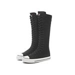 Women's Tall Canvas Lace up Knee High Sneakers, Black, 9