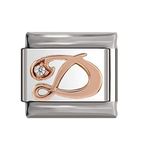 Italian Charms Rose Gold Letter A-Z Charm Link fits all 9mm Bracelet - UK stock (Letter D)