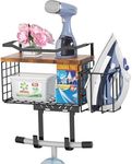 Ironing Board Hanger, T&Y Ironing Board Holder Wall Mount with Iron Caddy, Metal Ironing Board Holder Storage Organizer, Floating Wood Shelf for Laundry Room Decor Accessories Organization