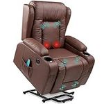 Best Choice Products PU Leather Electric Power Lift Chair, Recliner Massage Chair, Adjustable Furniture for Back, Legs w/ 3 Positions, USB Port, Heat, Cupholders, Easy-to-Reach Side Button - Brown