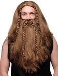 WIG ME UP - Wig & Beard Men's Wig Carnival Viking Barbar Viking Dwarf German Brown Long Braided RJ033-P6