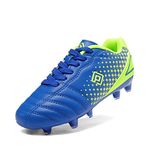 DREAM PAIRS Boys Girls Outdoor Football Shoes Soccer Cleats, Royal/Blue/Neon/Green, 4 Big Kid