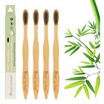 Rfined Routines - Natural Eco-Friendly Wooden Bamboo Toothbrush Soft With Ultra Soft Charcoal Activated Bristles For Adults