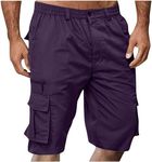 Generic Cargo Shorts for Men Stretch Waist Purple XL