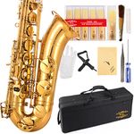 Glory Gold Laquer B Flat Tenor Saxophone with Case,10pc Reeds,Mouth Piece,Screw Driver,Nipper. A pair of gloves, Soft Cleaning Cloth.